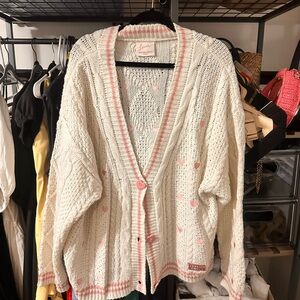 Taylor Swift Lover Cream and Pink Heart Cardigan